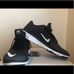 Pair of black nike running sneakers